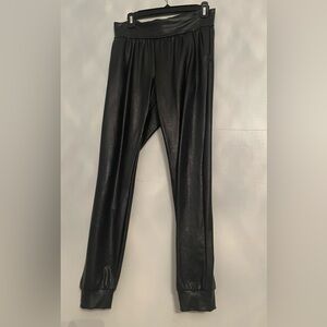 Black pleather joggers